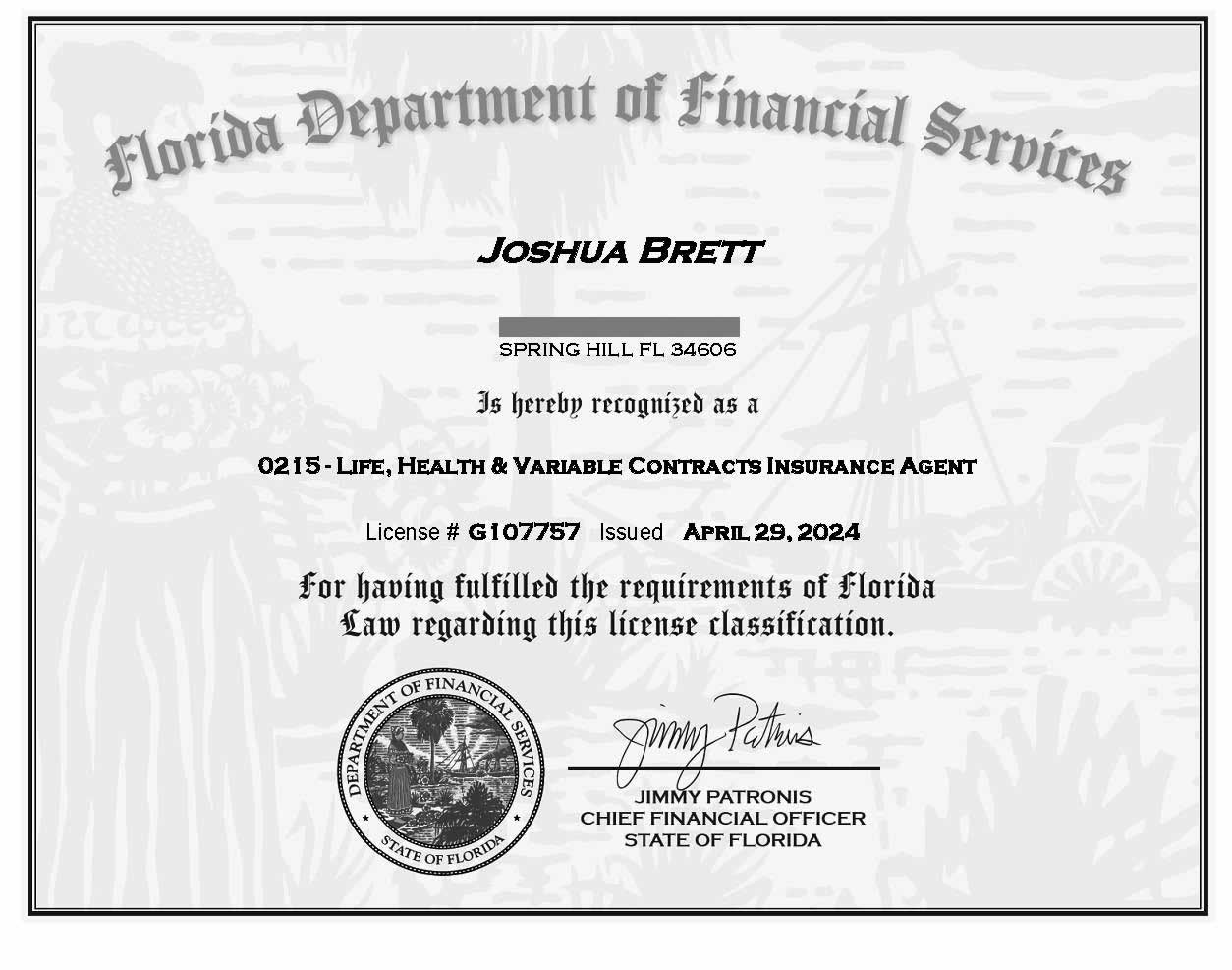 Florida 2-15 Insurance License